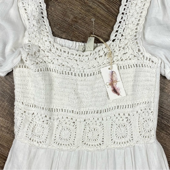 Jessica Simpson Dresses & Skirts - Jessica Simpson Dress Women M White Square Neck Tiered Rayon Lined Mini Crochet